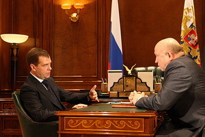 Губернатор отчитался о строительстве метро в Верхней части города Президенту России Дмитрию Медведеву