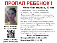 13-летнего Евгения Филимонова разыскивают в Нижегородской области
