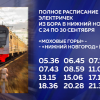 Полное расписание электричек из Бора в Нижний Новгород с 24 по 30 сентября