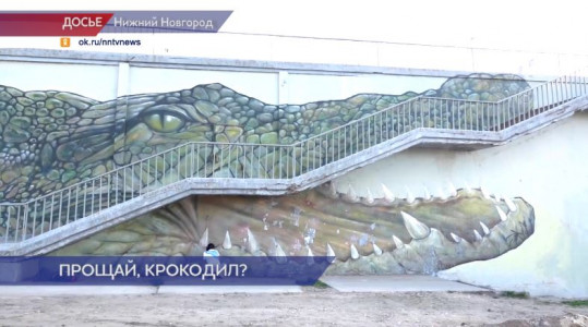 Знаменитое граффити крокодила соскоблили перед ремонтом подпорной стенки Канавинского моста